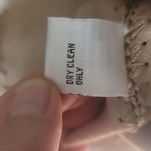 Suede crocheted panel cardigan or lightweight jacket tan beige cream - Picture 11 of 15